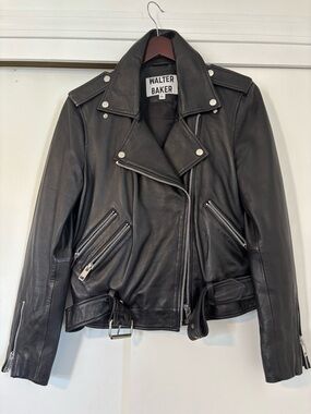 Walter Baker Black Leather Asymmetric Moto Jacket